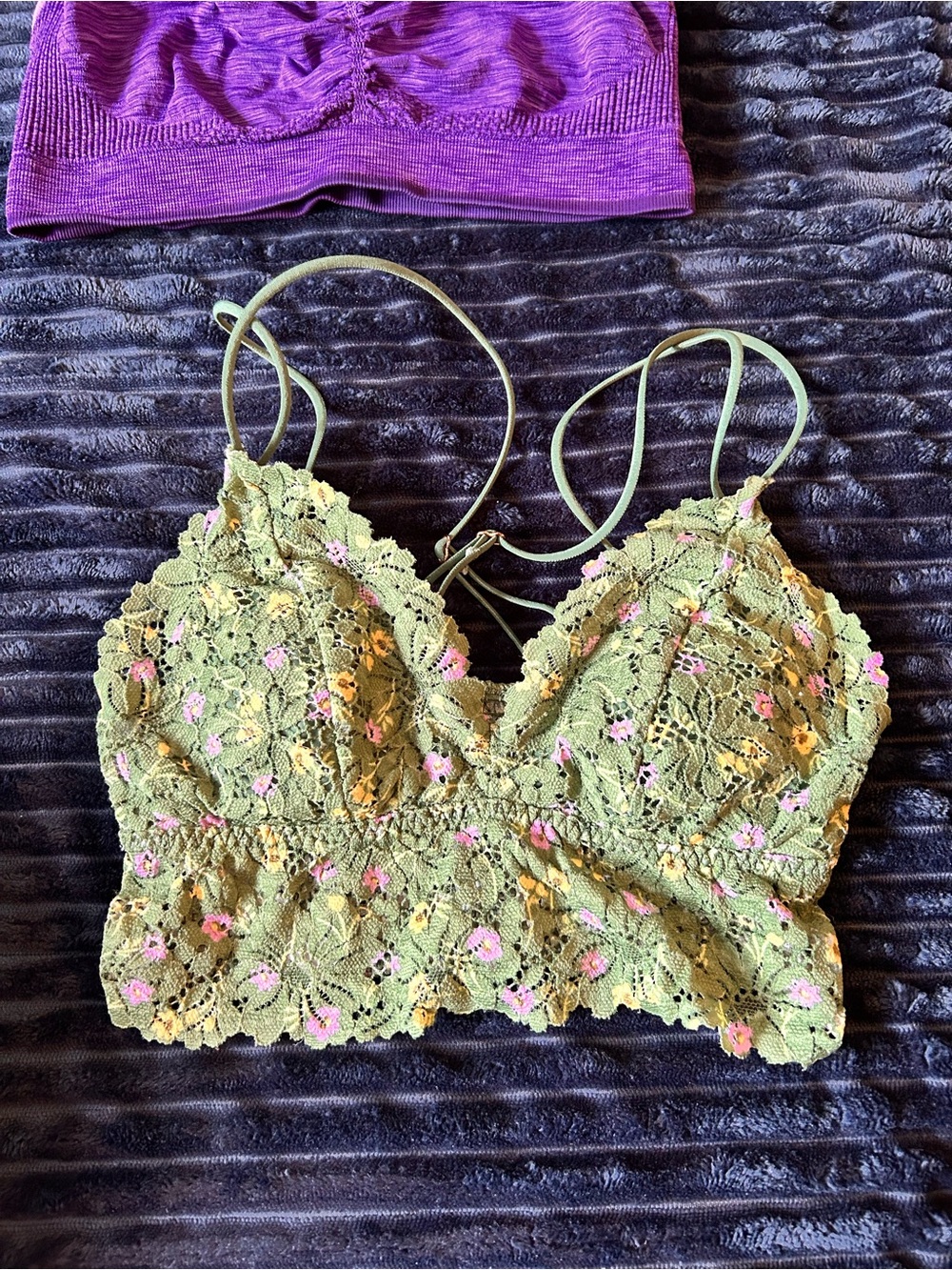 Women’s Lace Bralette - Yellow, Cream, Green, Purple, Black - Picture 5 of 16